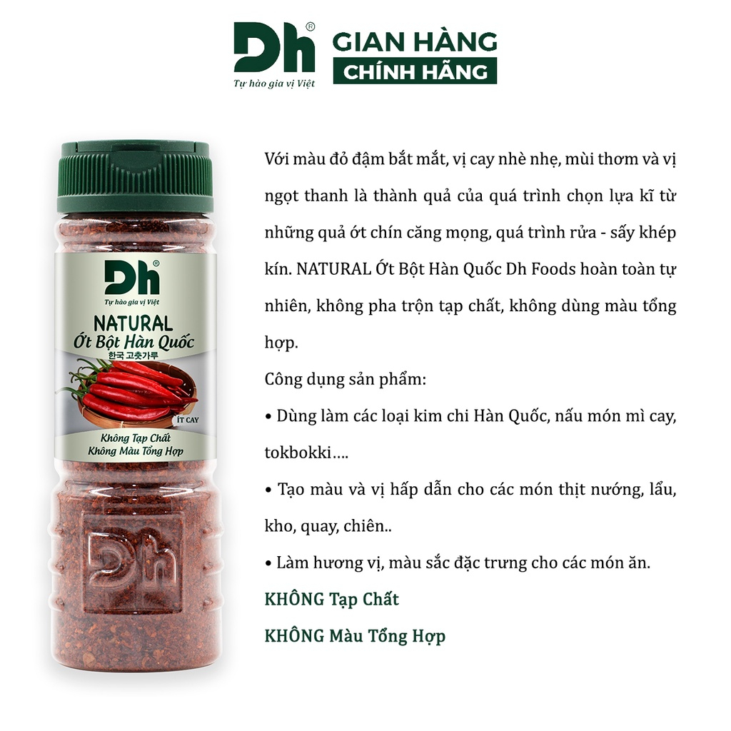 NEW Combo hộp gia vị tự nhiên Natural Dh Foods: Ớt bột Hàn Quốc, tiêu đen xay, bột gừng, nghệ, tỏi