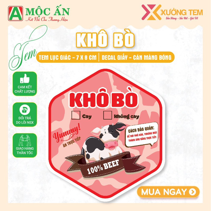 55 Tem Dán Các Loại Khô Gà, Khô Bò, Khô Các loạiMẫu in đẹp , Hàng có sẵn