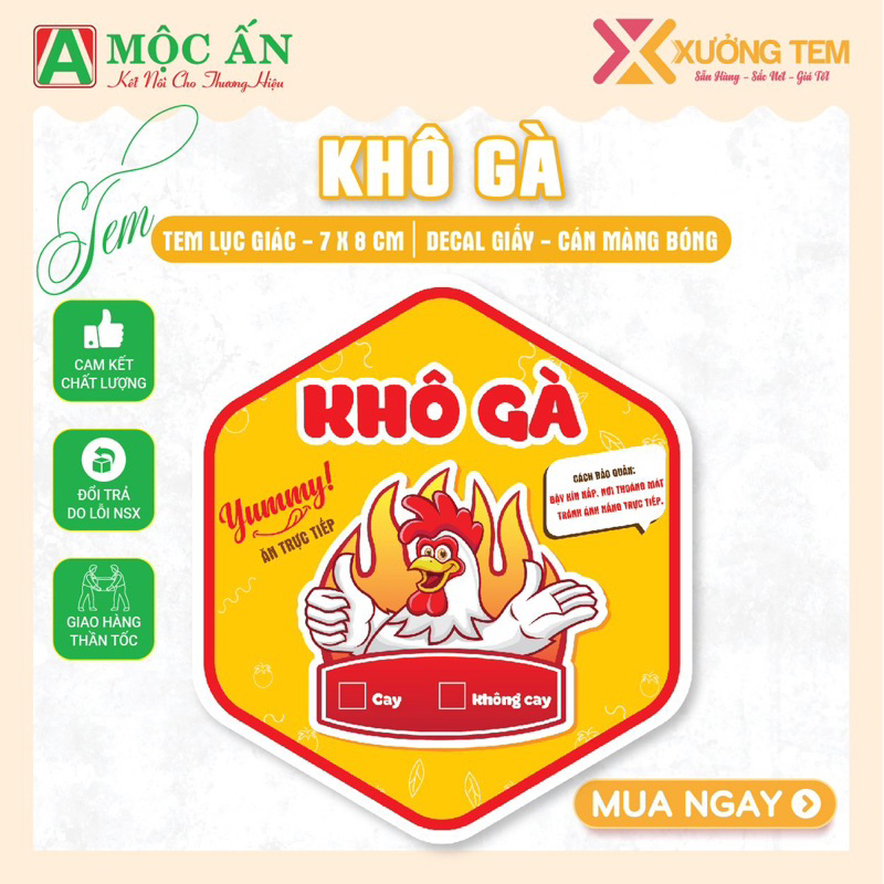 55 Tem Dán Các Loại Khô Gà, Khô Bò, Khô Các loạiMẫu in đẹp , Hàng có sẵn