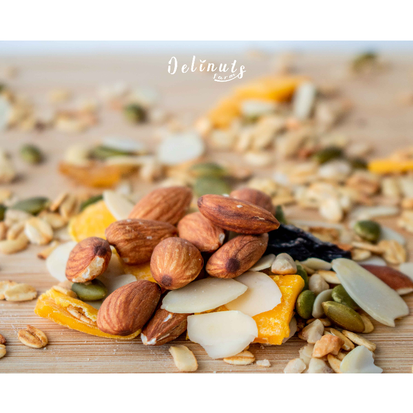 Hạt dinh dưỡng mix 5 loại hạt Delinuts Farm - Hũ 500Gr