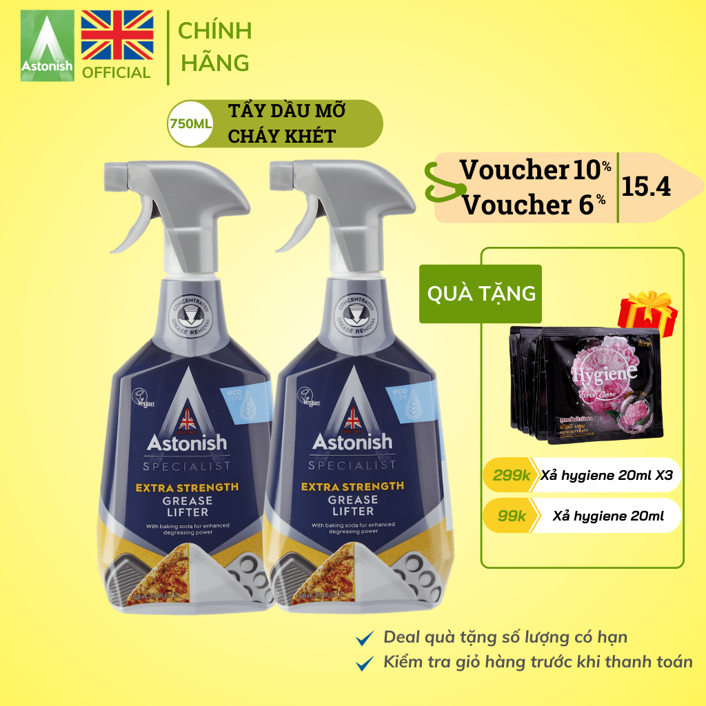 Tẩy dầu mỡ nhà bếp ASTONISH 750ml vệ sinh vết cháy khét bếp điện từ xoong nồi đa năng C6750