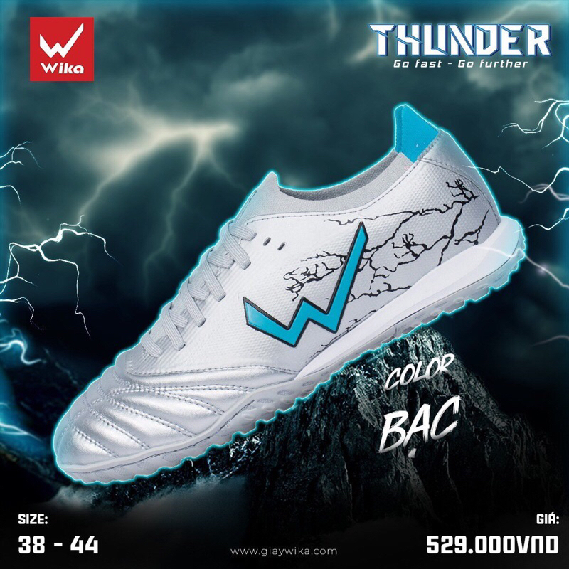 Giày đá banh đá bóng Wika Thunder siêu phẩm đủ size 38-44 chính hãng cao cấp giá rẻ nguyên hộp nam nữ đủ màu bạc đen