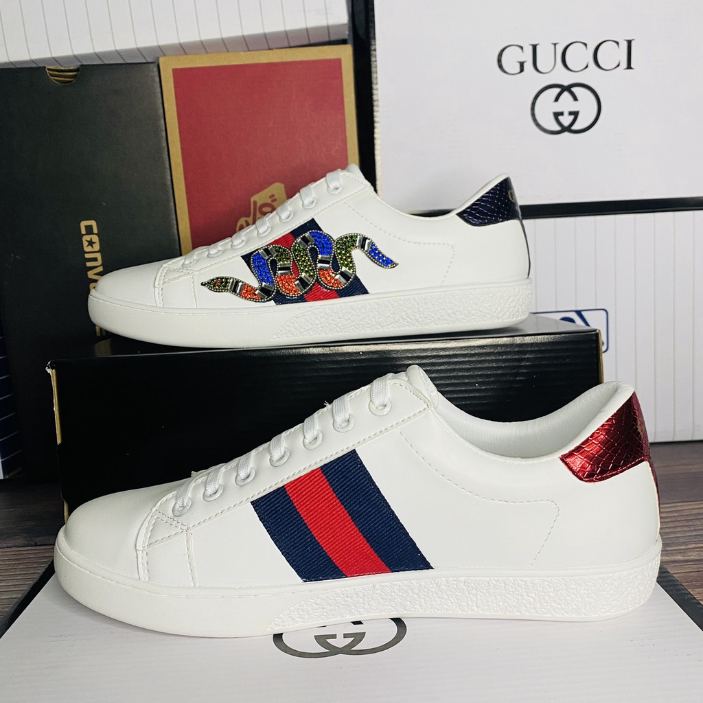 Giày sneaker GUCCI Rắn Đá đính KIM CƯƠNG nam buộc dây Xịn