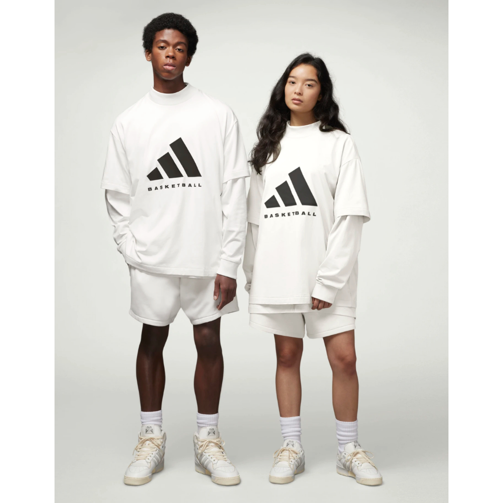 Áo Chính Hãng Adidas BasketBall Trắng Logo Đen Shop Xám Store