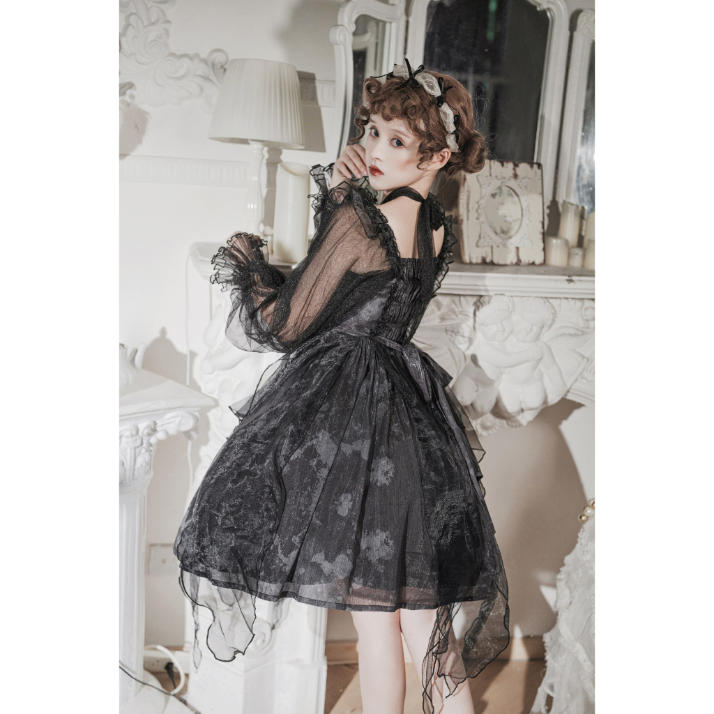 Đầm Gothic Retro Lolita Voan Tay Dài
