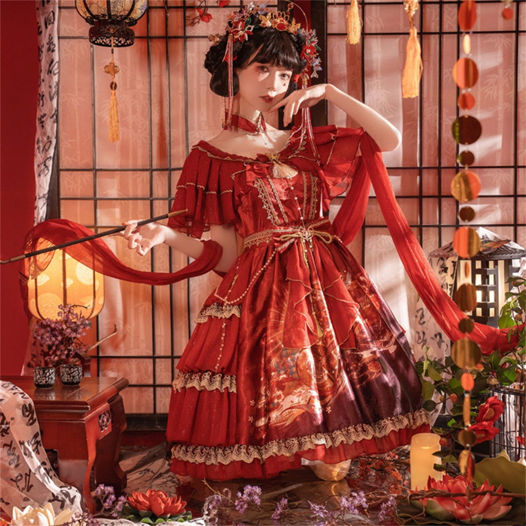 Set đầm OP lolita phong cách Trung quốc