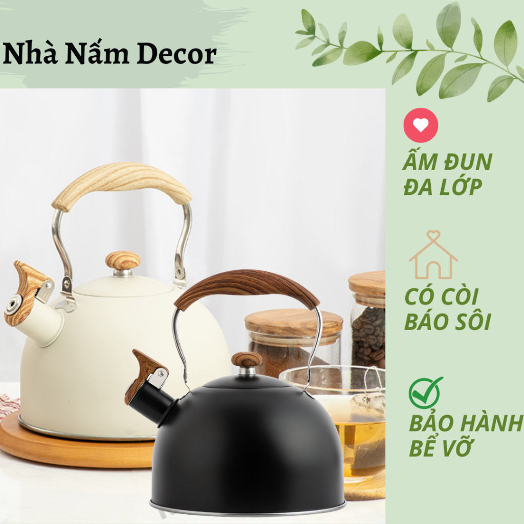 Ấm đun nước trên bếp ga, bếp từ, bếp hồng ngoại có tay cầm tiện dụng