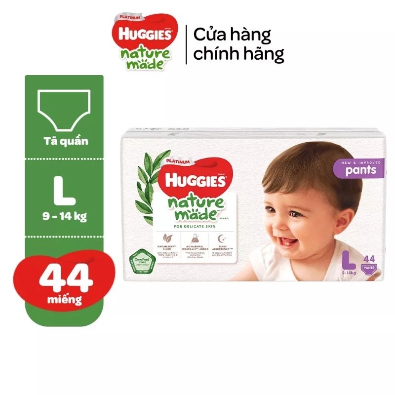 Tã quần Huggies Nature made cao cấp L44/XL38/XXL26