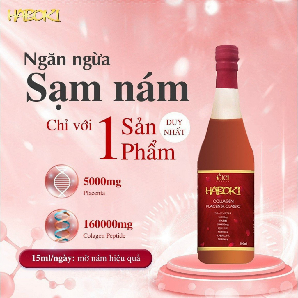Nước uống Collagen Haboki đẹp da giữ dáng cải thiện nếp nhăn chống lão hóa Chai 500ml