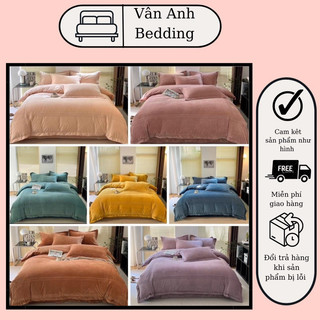 Bộ chăn ga gối 4 món nỉ tuyết sữa vân nổi