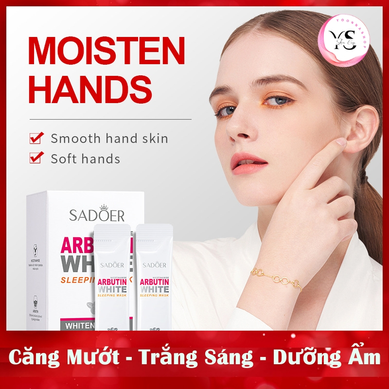 Hộp 20 Gói Mặt Nạ Ngủ Trắng Da Niacinamide Arbutin SADOER cấp ẩm, thu nhỏ lỗ chân lông, trẻ hóa làn da A204