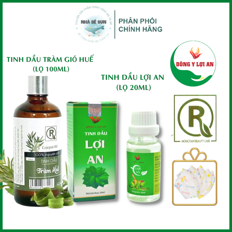 Tinh Dầu Lá Trầu Không Lợi An Và Tinh Dầu Tràm Gió Huế Nguyên Chất - Thơm Phòng, Giữ Ấm,Đuổi Muỗi, Long Đờm - 100ml