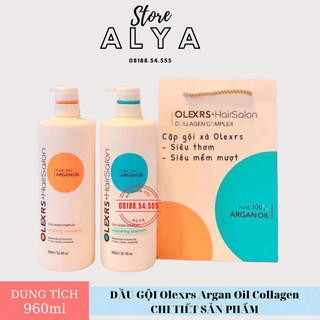Cặp Dầu Gội Xả Olexrs Argan Oil Collagen Hair Salon 960ml Chính Hãng