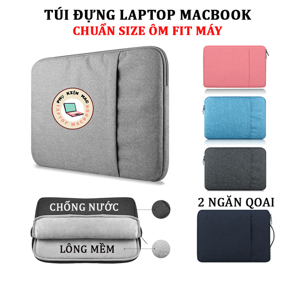 Túi chống sốc Laptop Macbook cao cấp 13,3 14 15,6 inch Có Lông Mịn , Ngăn Kéo Ngoài 2020