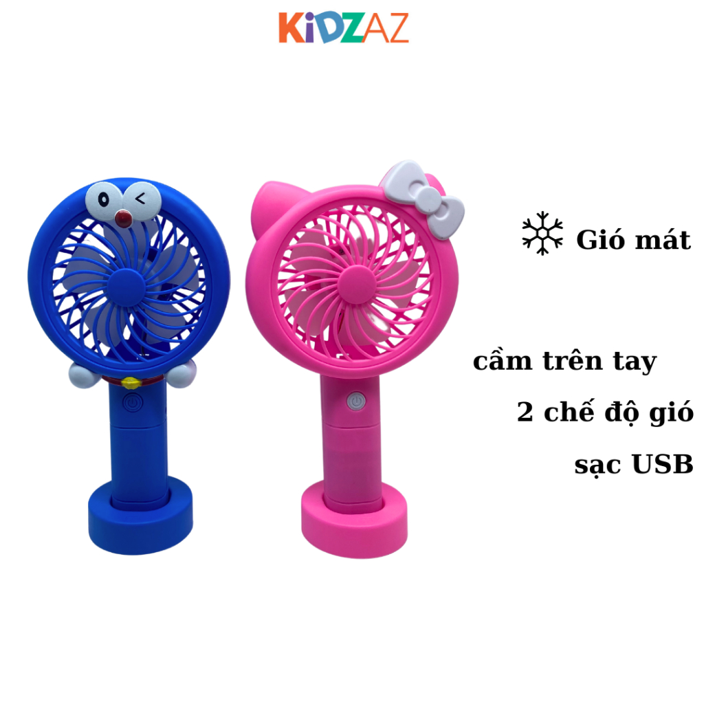 Quạt Mini sạc điện USB Cầm tay Để trên bàn làm việc Có 2 chế độ mát nhỏ gọn cho các bé