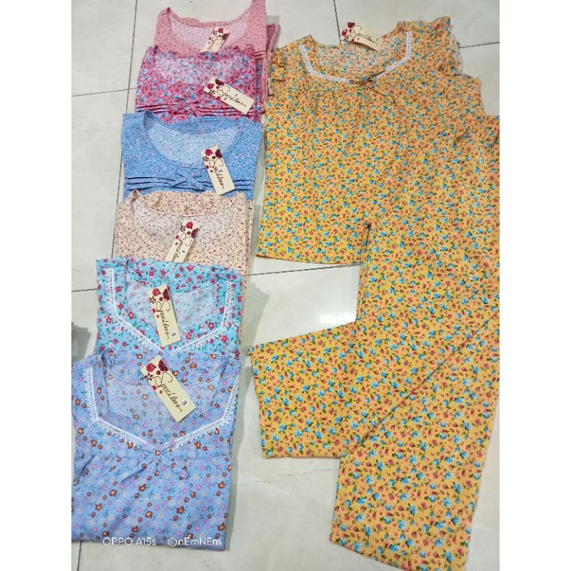 Bộ Lụa Mango Hoa Nhí Tay Cánh Tiên Quần Dài 9 tấc