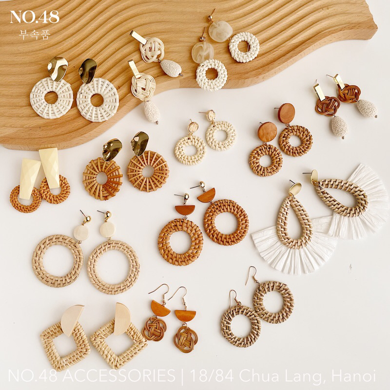 Khuyên tai cói tự nhiên nhiều mẫu