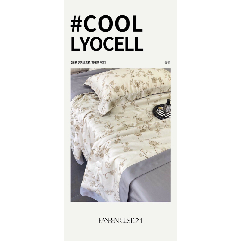 Chăn tencel thêu in hoa 80s công nghệ ICECOOL