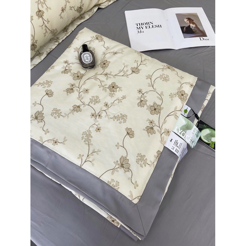 Chăn tencel thêu in hoa 80s công nghệ ICECOOL