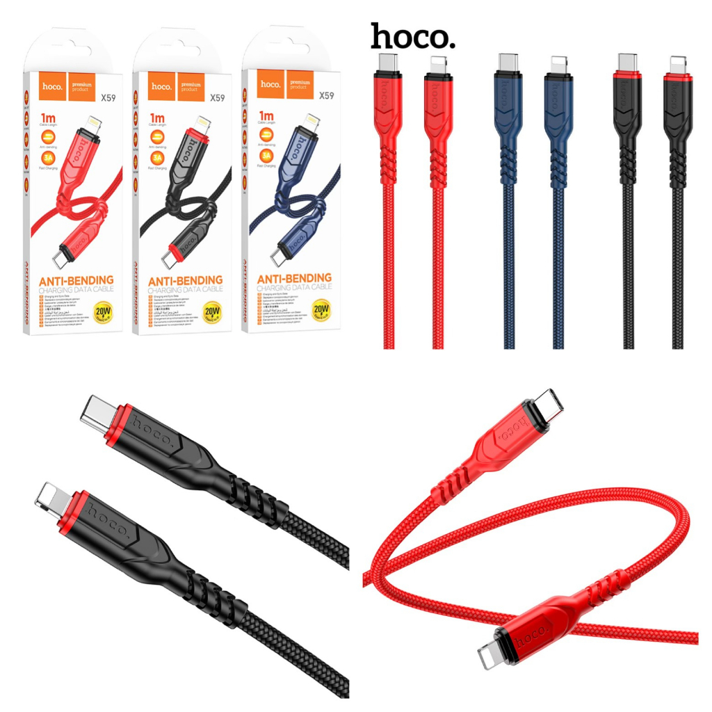 🌟🌟Dây Cáp Sạc Nhanh HOCO Dù Chống Gãy 2.4A 3A Hỗ Trợ Truyền Dữ Liệu Cho ip Micro USB Type C Dài 1M 2m PD 20W 60W