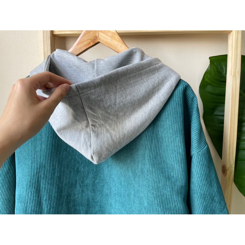 Áo khoác nhung tăm nón nỉ xám GiNNY