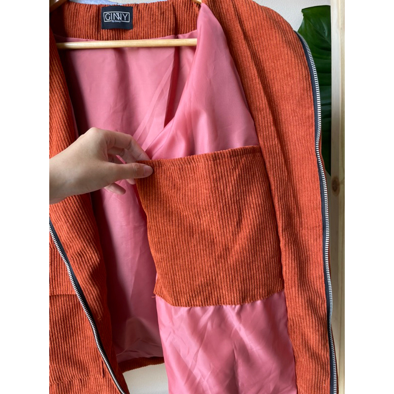 Áo khoác nhung tăm nón nỉ xám GiNNY