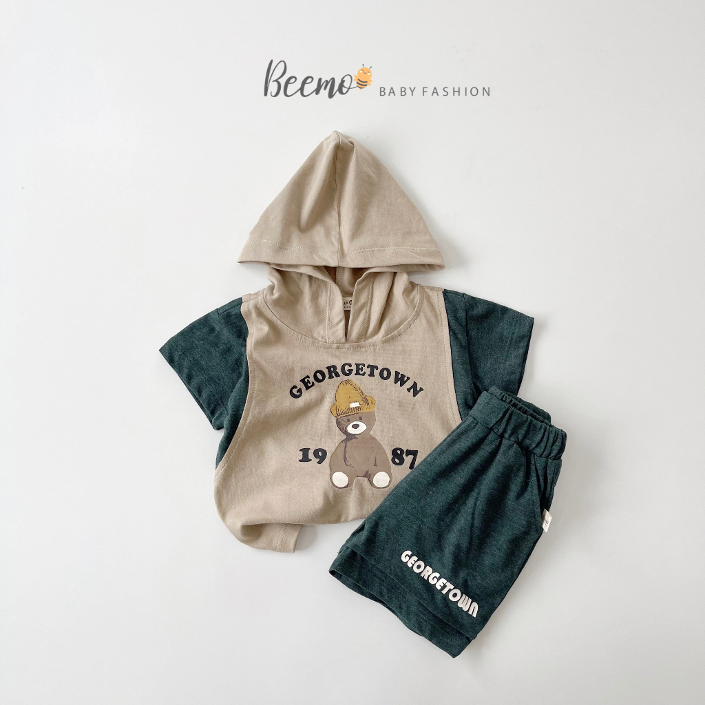 Bộ quần áo thể thao Hiphop cho bé trai Beemo,Chất liệu cotton mềm mại, thấm hút mồ hôi in gấu phong cách B307