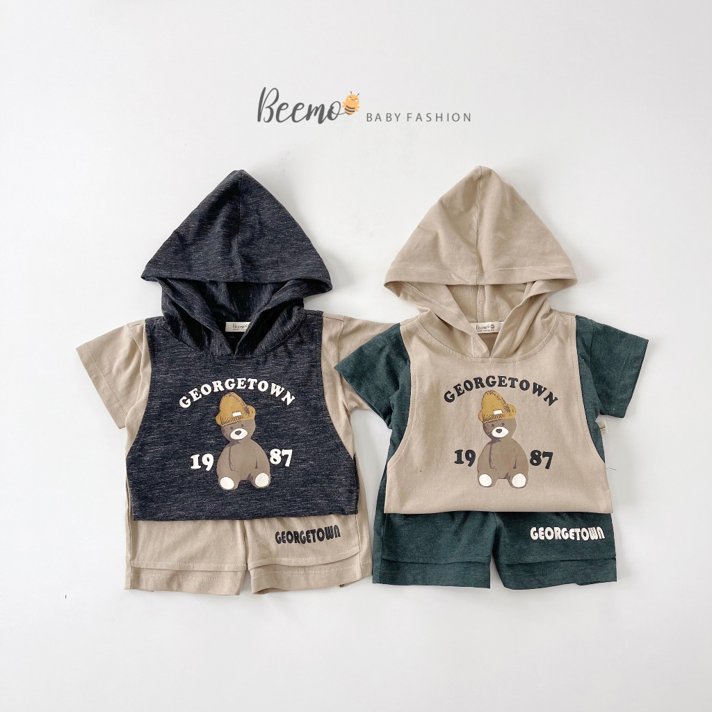 Bộ quần áo thể thao Hiphop cho bé trai Beemo,Chất liệu cotton mềm mại, thấm hút mồ hôi in gấu phong cách B307