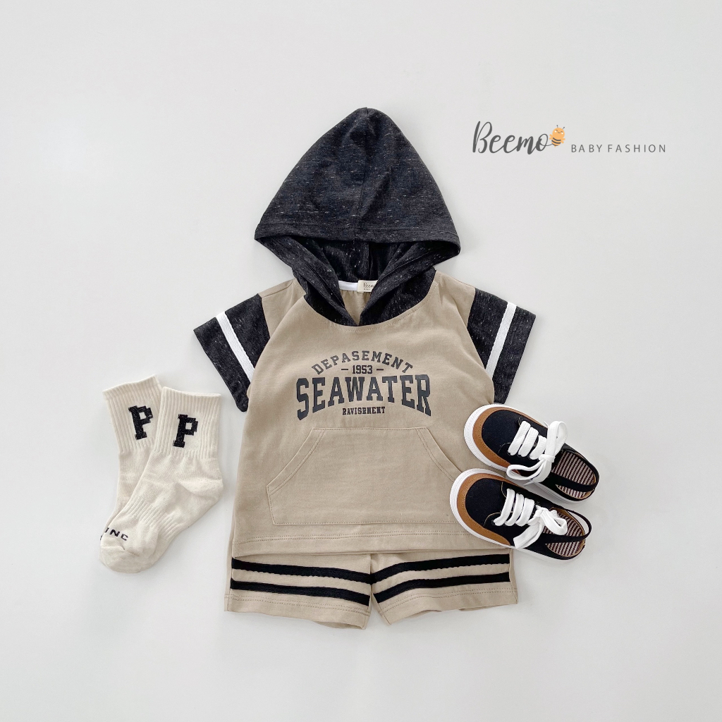 Bộ quần áo hoodie Seawater cho bé trai Beemo,Chất liệu cotton mềm,mát vô cùng,Phong cách hiphop khỏe khoắn B306