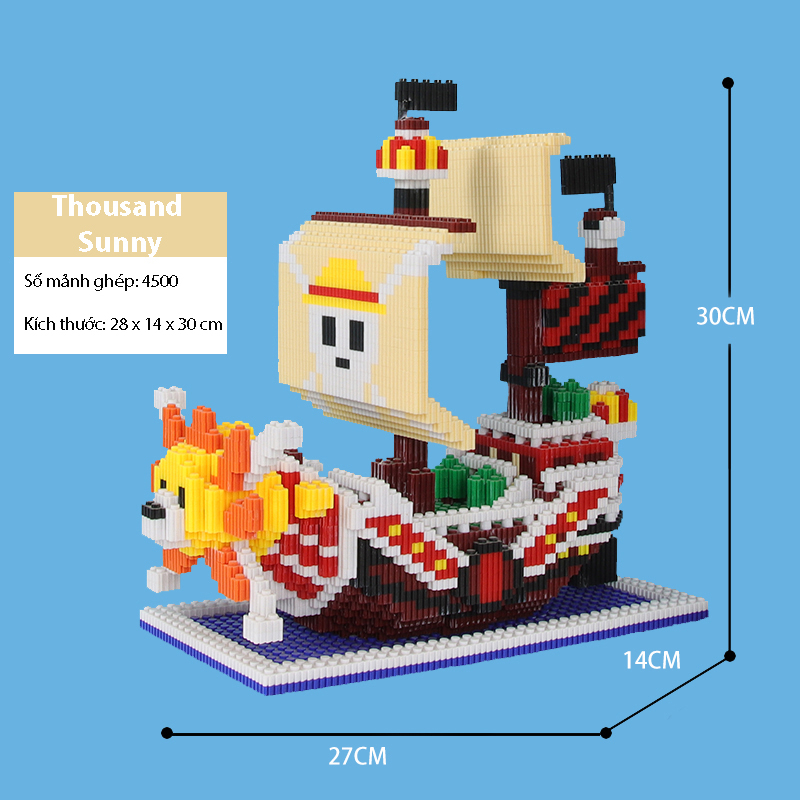 Mô hình LEGO 3D Tàu Thousand Sunny One Piece 4500 mảnh ghép, 31 cm, đồ chơi lắp ráp bằng nhựa ABS cho trẻ từ 6 tuổi