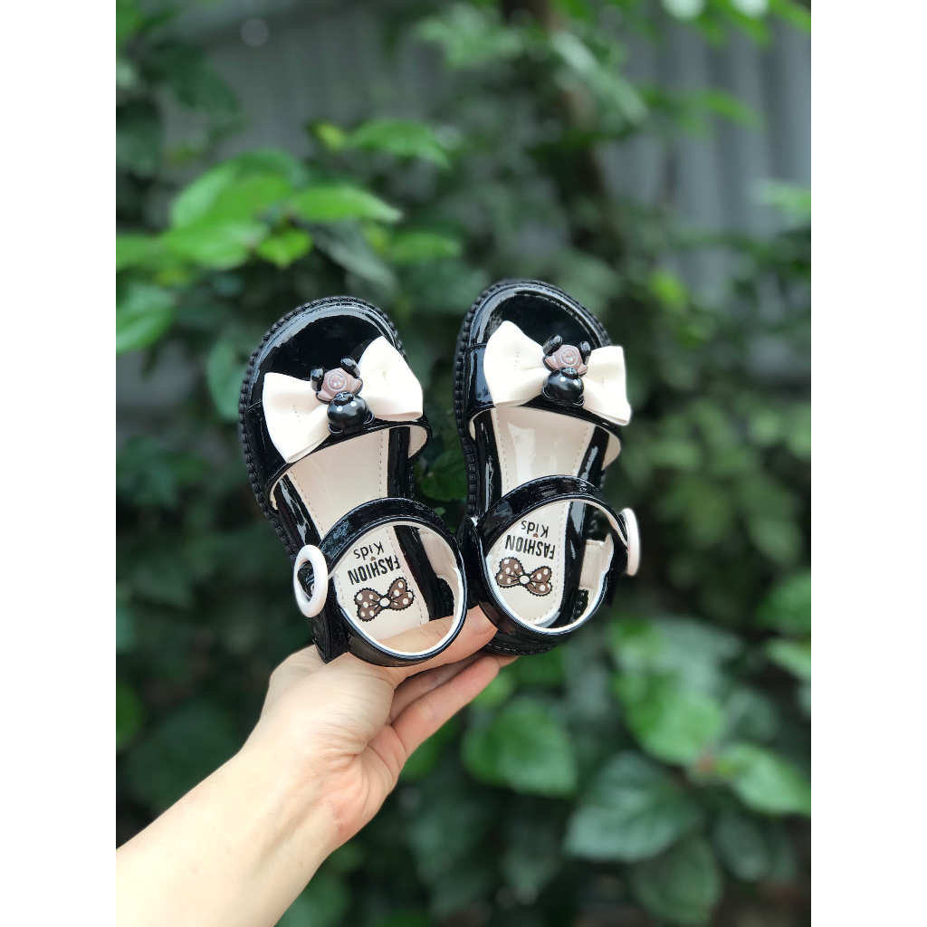 Sandal búp bê cho bé gái - Dép quai hậu bệt cho bé siêu xinh đính nơ kèm thỏ xinh đáng yêu có quai ngang dán FullboxC203