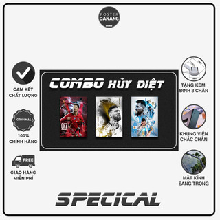 Combo 3 poster - khung ảnh treo tường poster bóng đá ronaldo vs messi size 25cm x 35cm