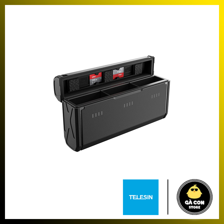 Pin và sạc 3 Gopro 9/10/11 đời mới màu trắng chính hãng Telesin 1750mah mạnh hơn 2023