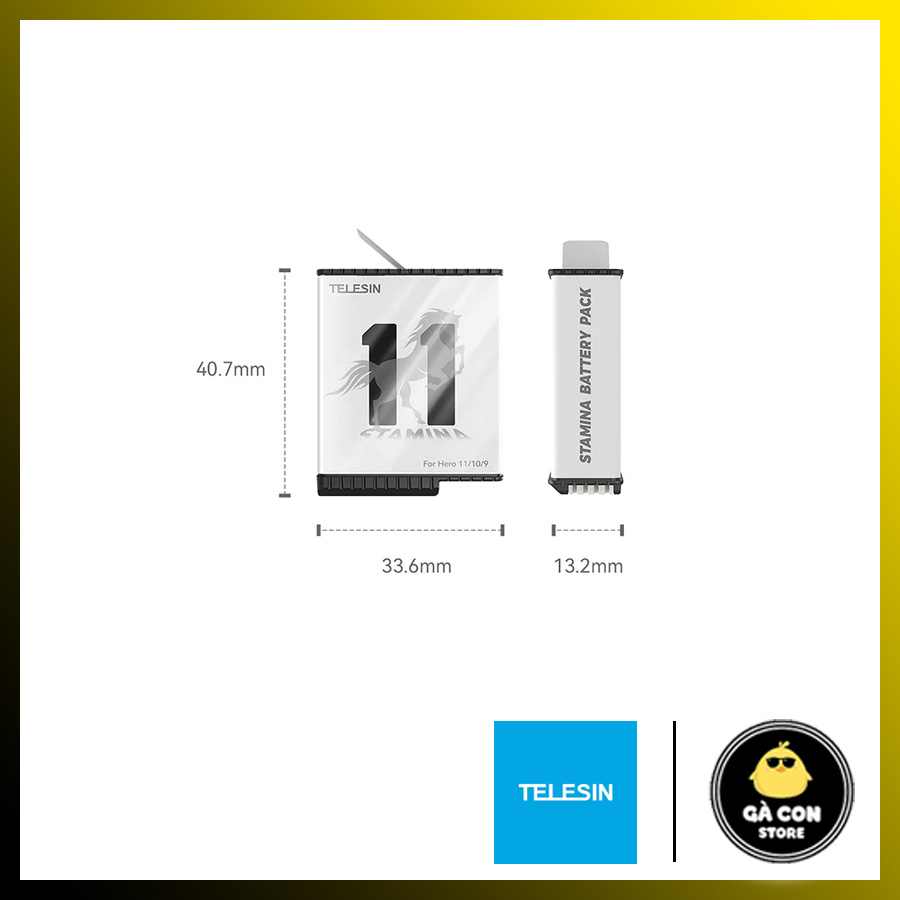 Pin và sạc 3 Gopro 9/10/11 đời mới màu trắng chính hãng Telesin 1750mah mạnh hơn 2023