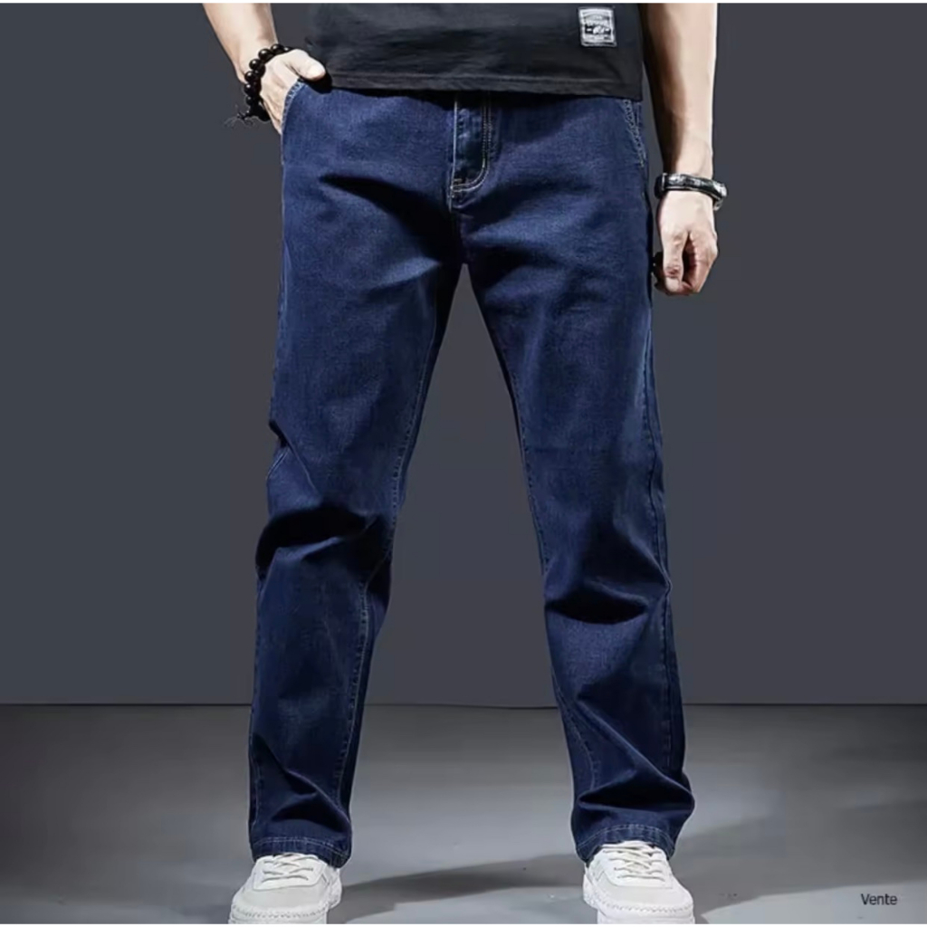 - Quần jeans nam ống suông, co giãn, mềm, mịn, không xù lông, không ra màu