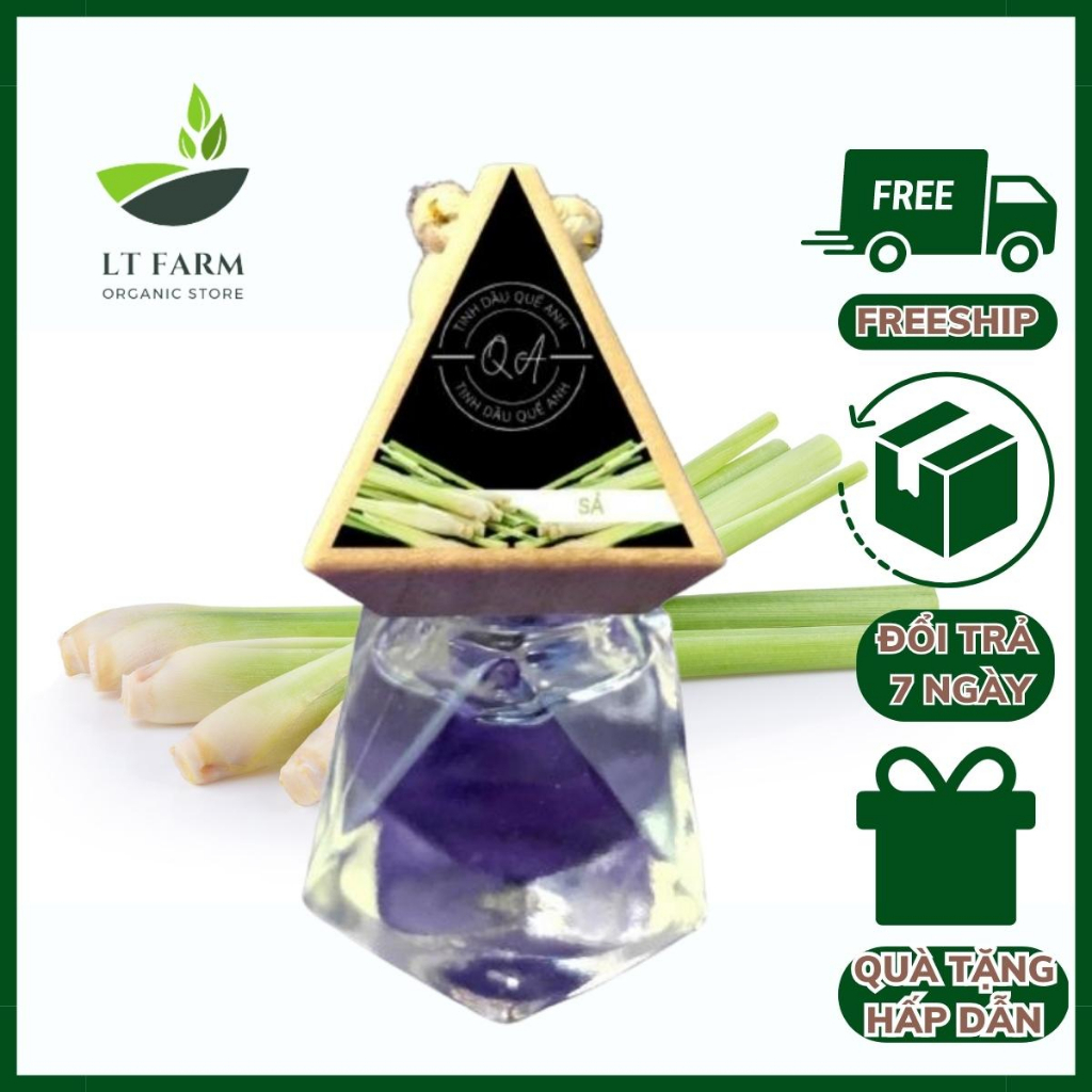 Tinh dầu treo xe cao cấp sả nguyên chất thiên nhiên LT Farm 10ml treo nhà tủ quần áo