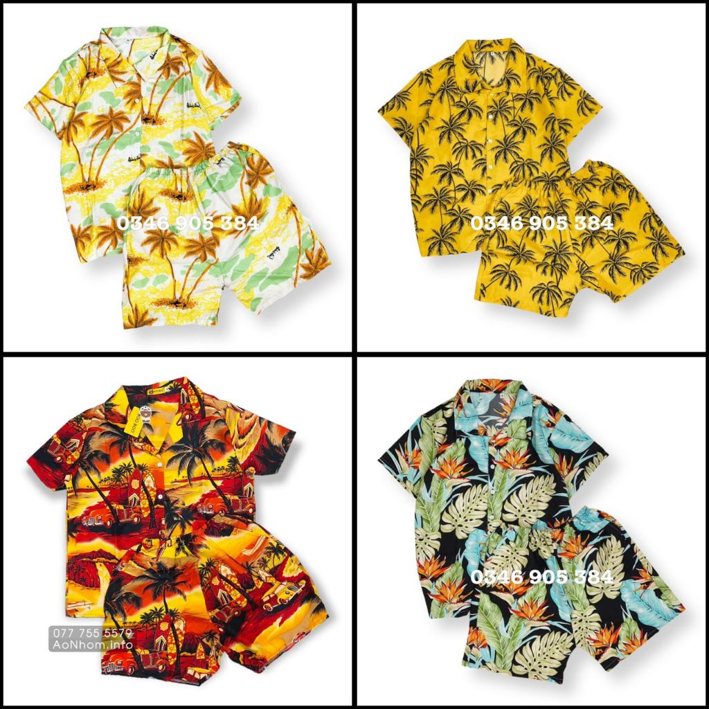 Bộ Đi Biển Nam Nữ Có Size Em Bé Và BigSize, Quần Áo Đi Biển, Bộ Đò Họa Tiết, Set Đi Biển Nam Nữ, Áo Nhóm Đi Biển