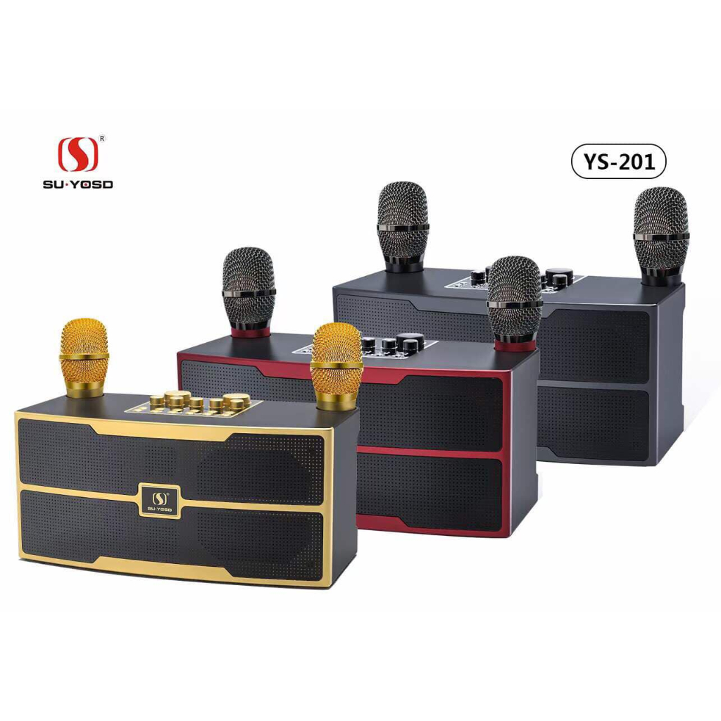 Loa Karaoke YS-201 Bass Siêu Trầm, Công Suất 35W Tặng Kèm 2 Mic ko dây Cầm Tay Hát Siêu Hay