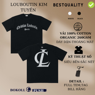 Áo louboutin nam nữ chữ kim tuyển nổi form rộng tay lỡ vải cotton Áo thun louboutin nam nữ hàng Bestquality - repsaigon