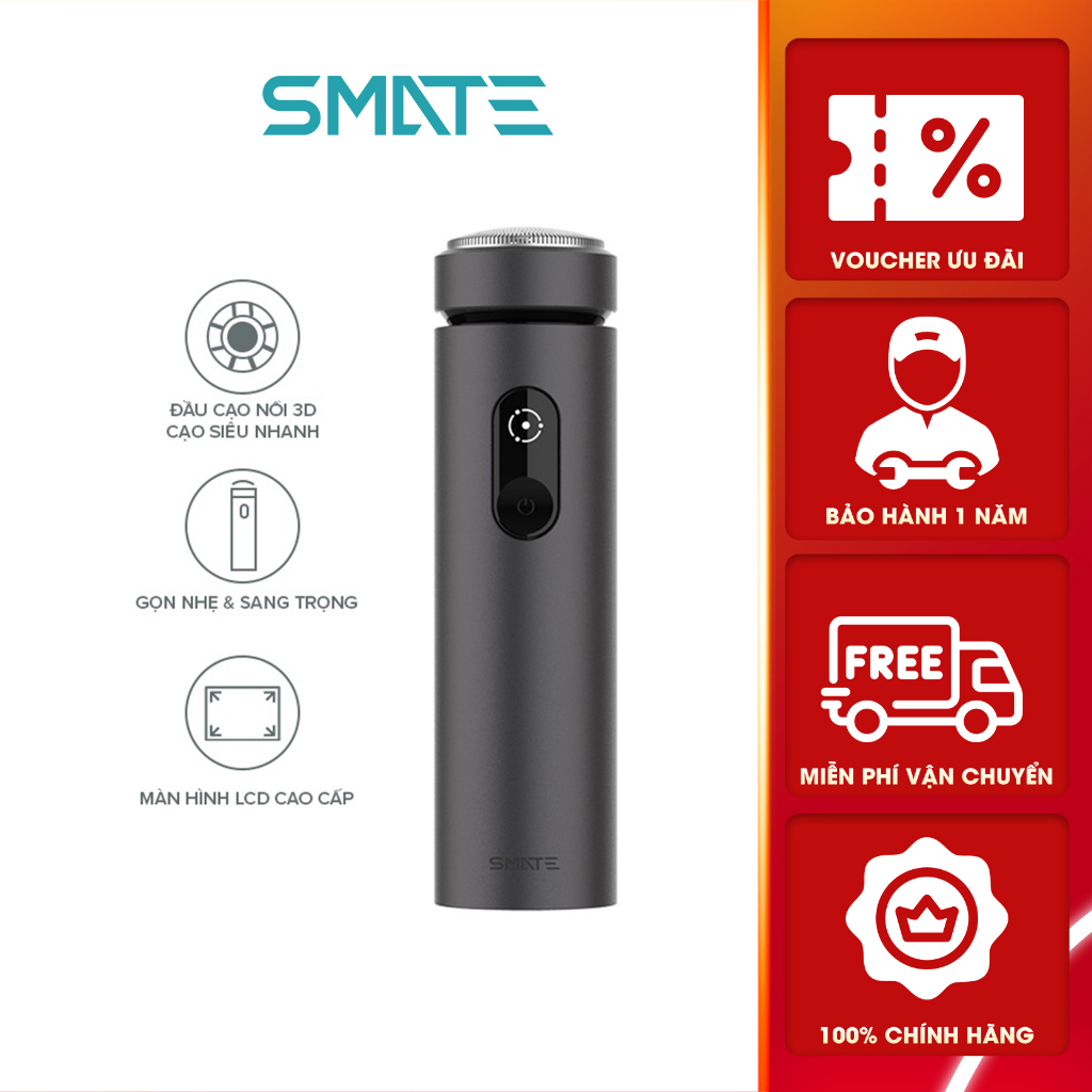 Máy Cạo Râu Cầm Tay Smate ST-R201 - Sạc Nhanh Type-C Kháng Nước IPX7 Bảo Vệ Da Mặt Màn Hình LCD Cao Cấp
