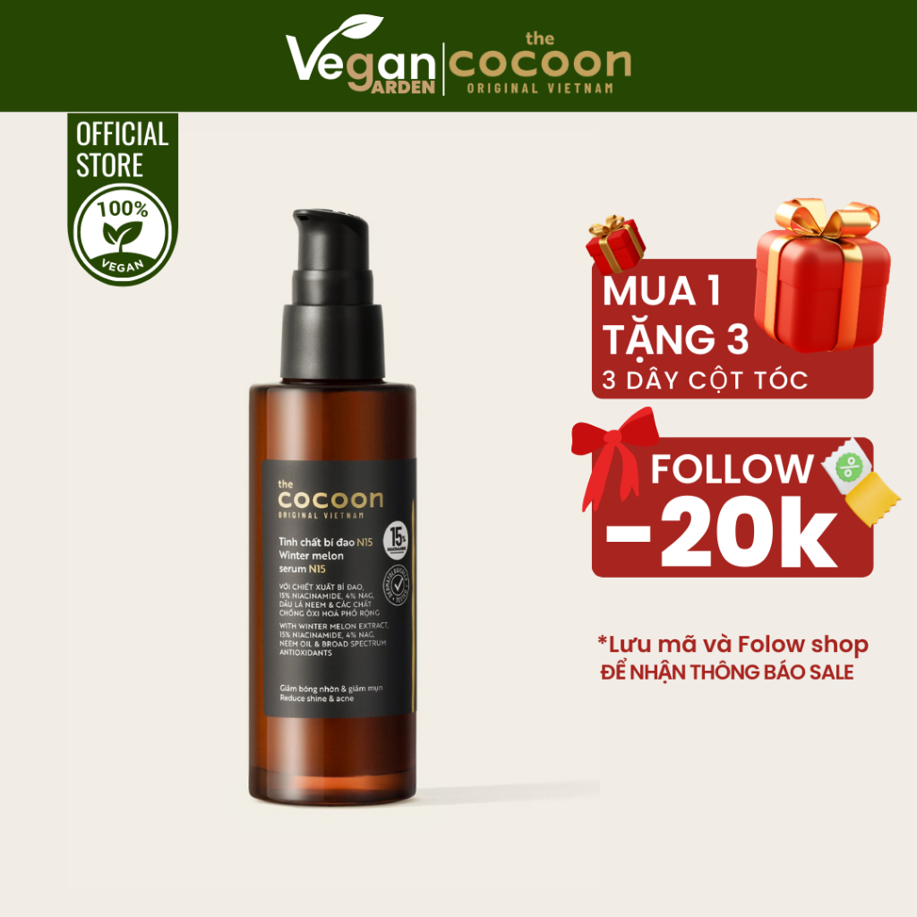 Serum tinh chất bí đao N15 Cocoon 70ml giảm dầu sạch mụn thuần chay