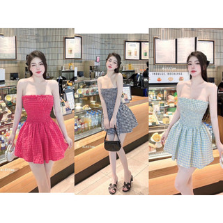 Đầm thời trang nữ hot,đầm caro cúp ngực hot