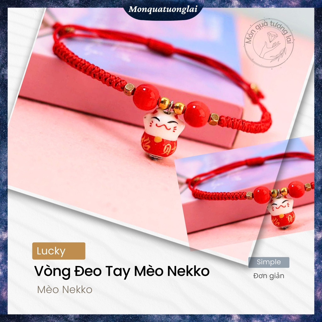 Vòng Tay Nữ MQ Charm Mèo Thần Tài Nekko Bằng Sứ May Mắn Phát Tài