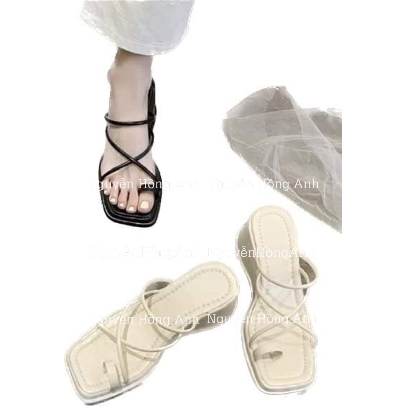 giày dép sandal xỏ ngón (đi đc 2 kiểu 2in1) đế xuồng cao 6p (FULL HỘP) cho nữ d149