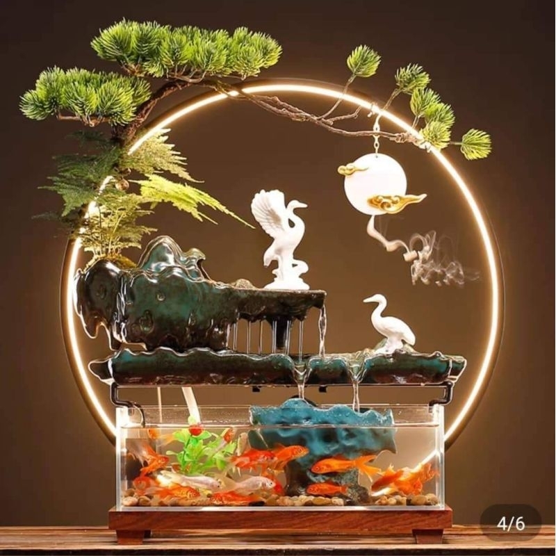 (Có sẵn/Cây thật)Thác nước phong thủy/đài thương trầm cao cấp
