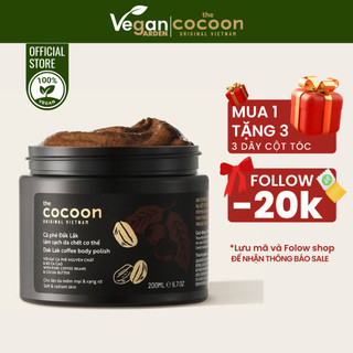 Tẩy da chết cơ thể cà phê Đăk Lăk Cocoon 200ml giúp da sạch sáng mịn đều màu - Thuần Chay Vegan Garden