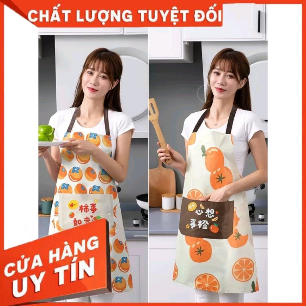 Tạp dề nấu ăn GDSUSU họa tiết đẹp chống thấm nước pha chế nấu ăn có chỗ lau tay tiện dụng cho phụ nữ