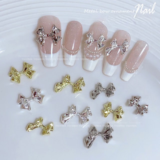 Charm nơ kim loại trang trí móng mới,charm đầu thỏ