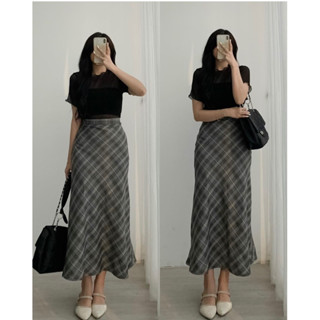 Chân váy dài đuôi cá caro thiết ké form dáng dài xoè nhẹ style màu vintage ullzang hàn quốc 