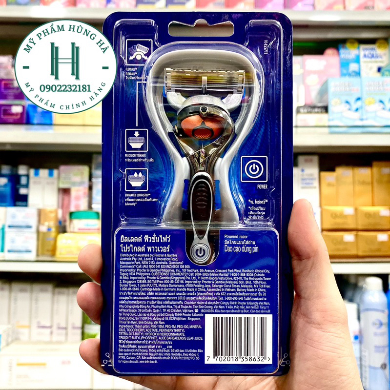 Dao cạo râu Gillette Fusion 5 Power, dao cạo râu 5 lưỡi, dùng pin cao cấp Gillette